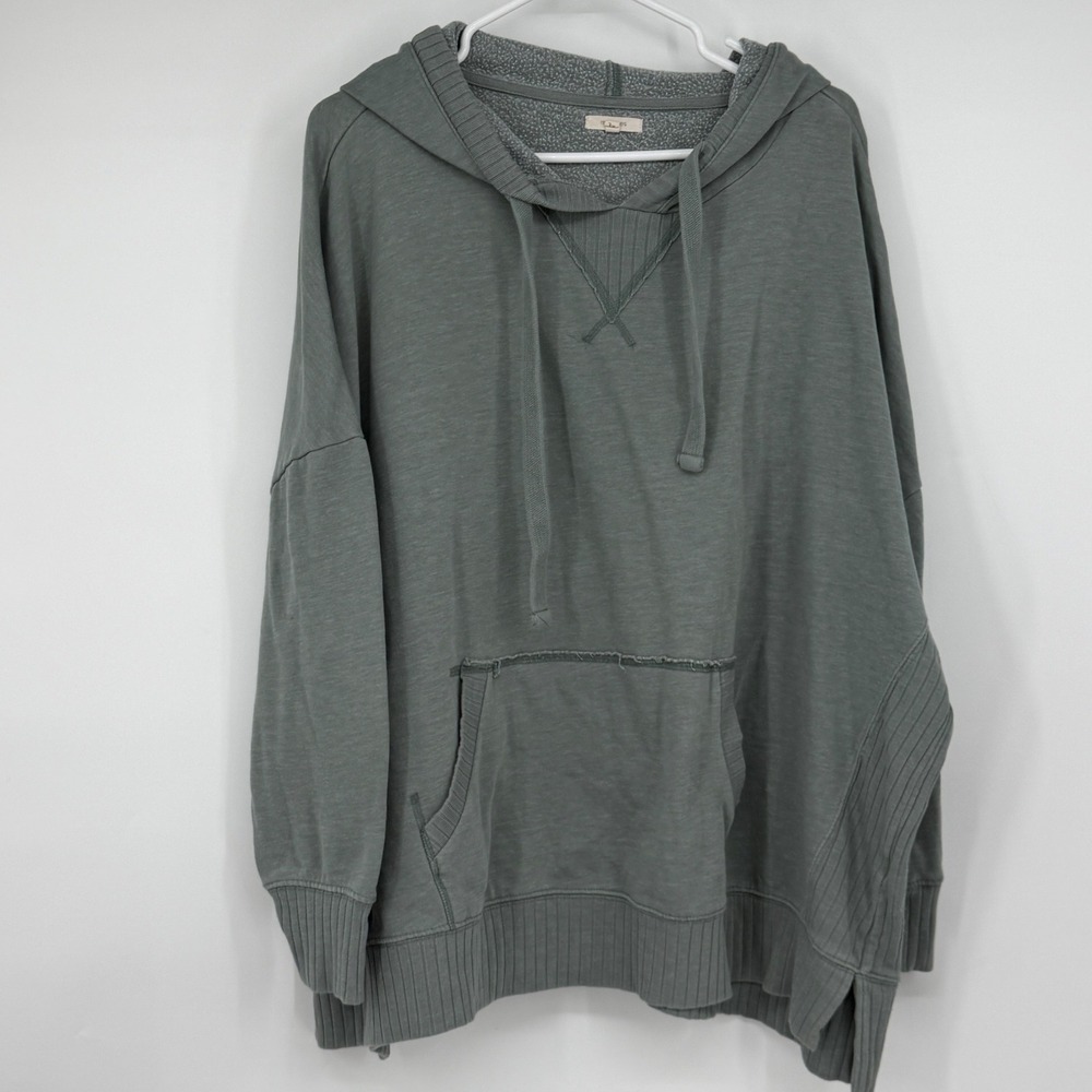 Maurices 3X Gray Oversized Hoodie Mineral Wash Exposed Seam Pullover Oversized